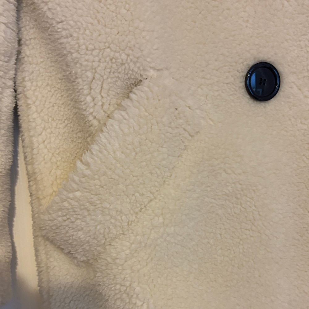 Zara Off-White Fleece Coat with Black Buttons - Picture 4 of 4